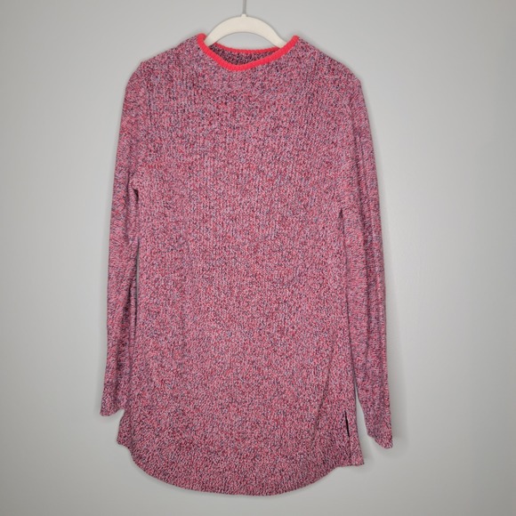 Loft Mock Neck Sweater Womens Size M Fuchsia Red Pullover 100 Cotton Cozy Layers - Picture 2 of 8
